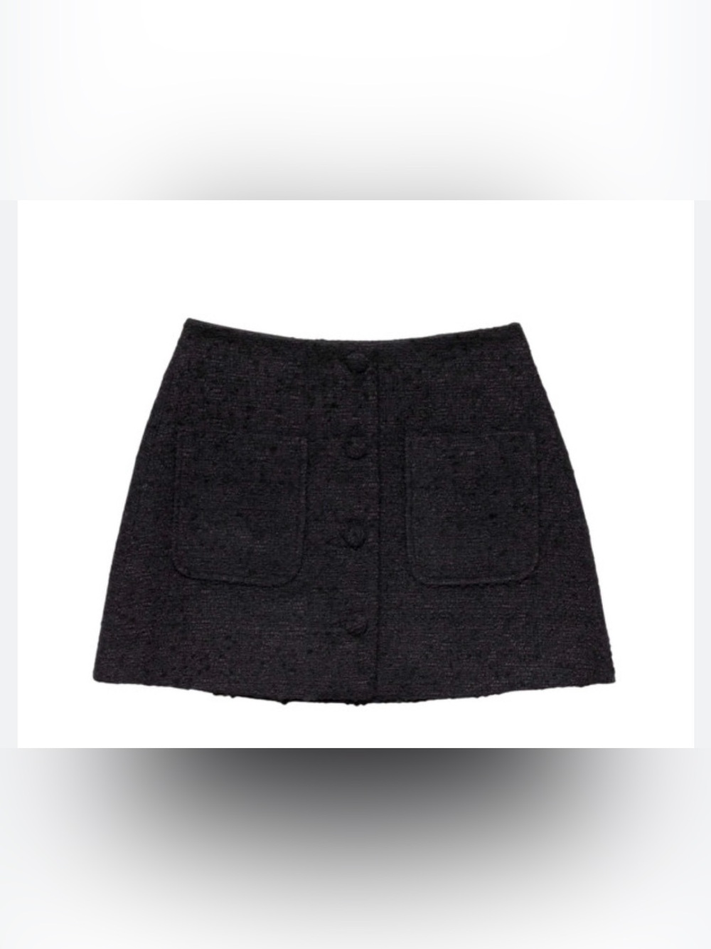 Doen Black Textured Button-Front Mini Skirt